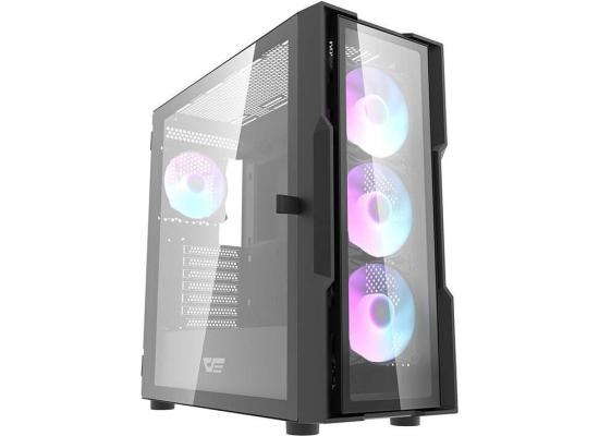DarkFlash DK431 Glass E-ATX/ATX/M-ATX Computer Case, 4x pre-installed ARGB Fans, Tempered Glass Front Panel, Up to 360mm Radiator & 12x Fans Support, SPCC + Tempered Glass Materials - Black